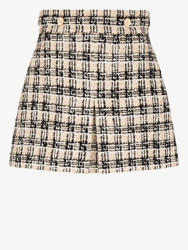 Gg Check Tweed Mini Skirt