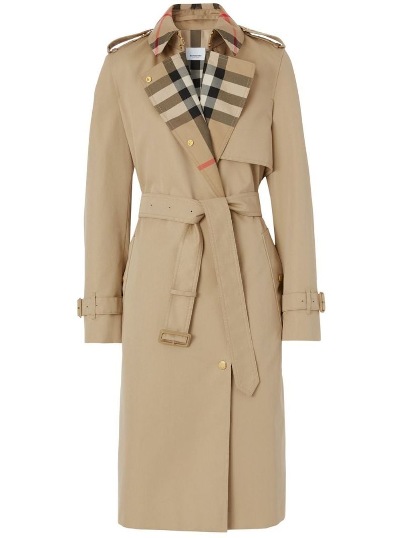 Beige Vintage Check Trench Coat
