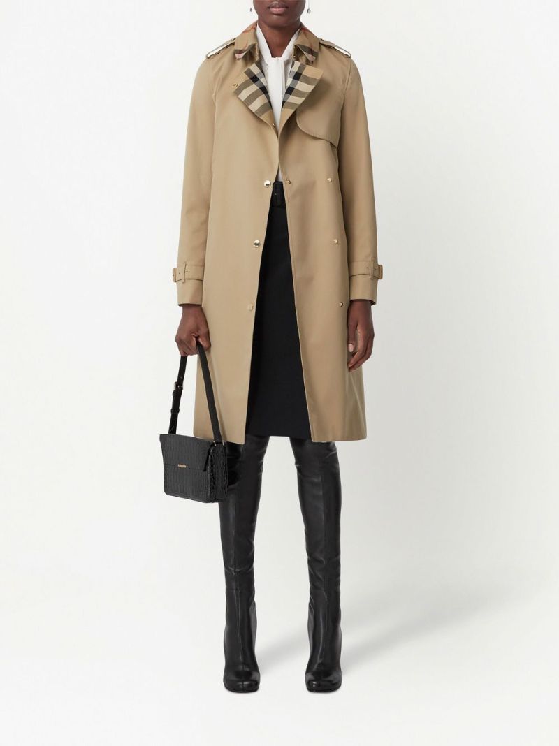 Beige Vintage Check Trench Coat