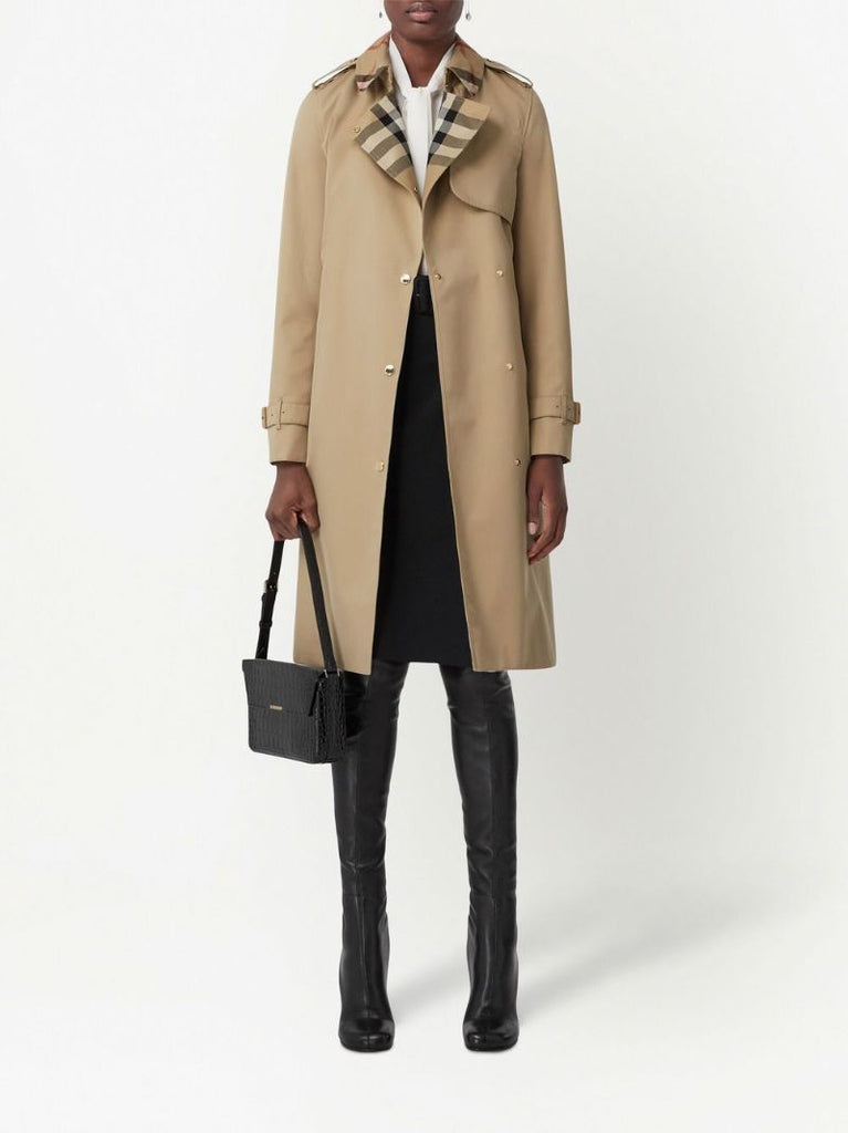 Beige Vintage Check Trench Coat