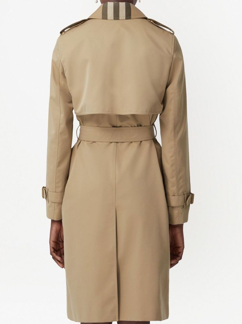 Beige Vintage Check Trench Coat