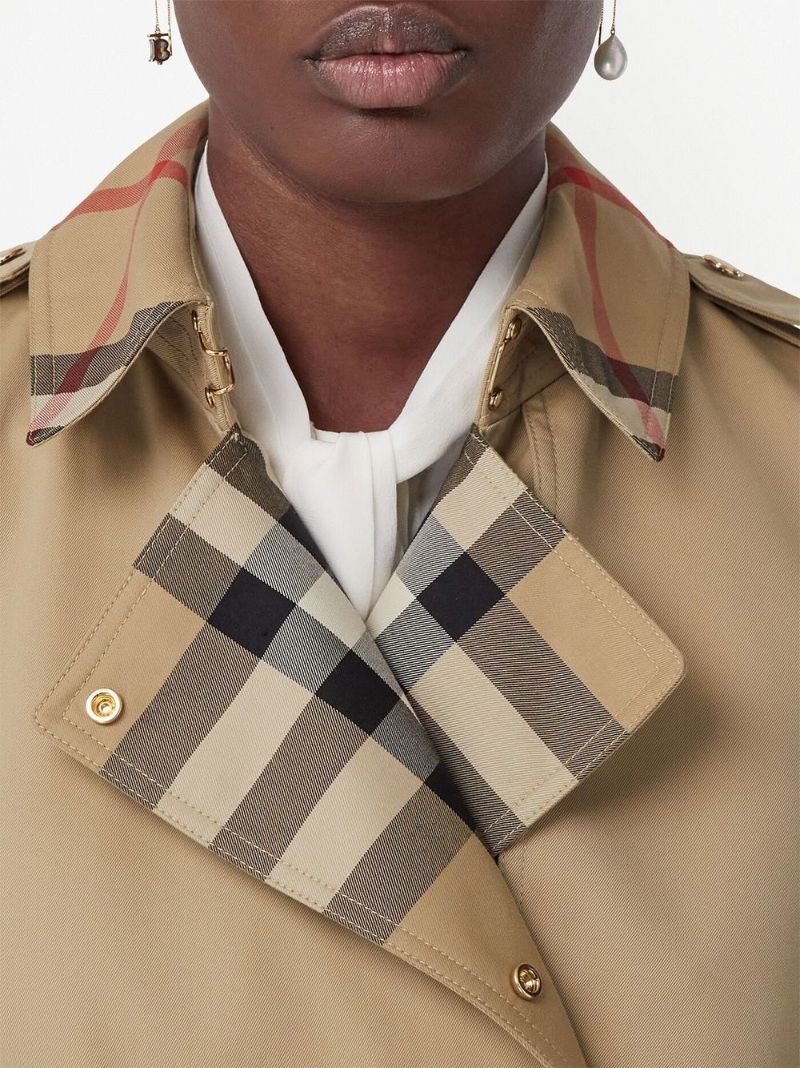 Beige Vintage Check Trench Coat