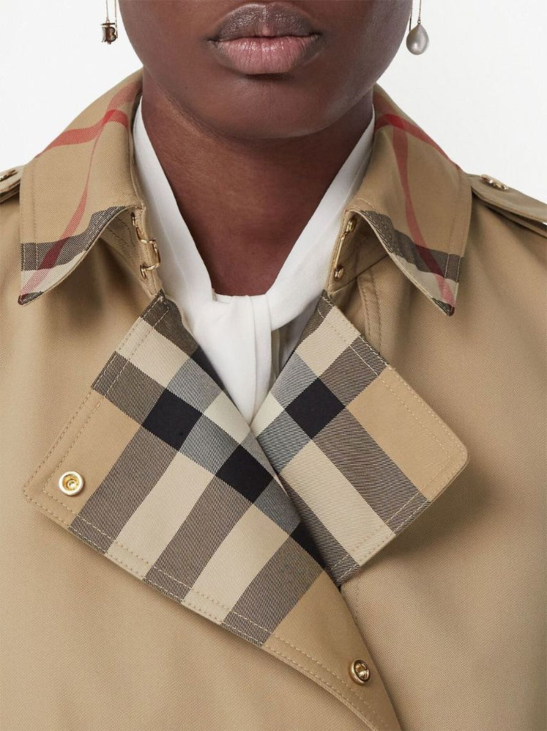 Beige Vintage Check Trench Coat