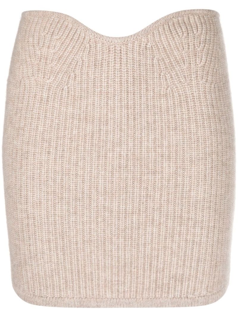 Neutral Blaze Rib-knit Strapless Top
