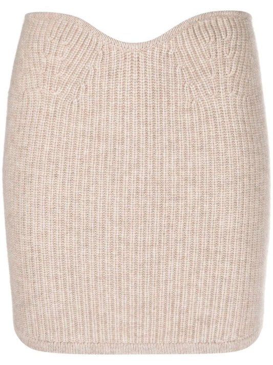 Neutral Blaze Rib-knit Strapless Top