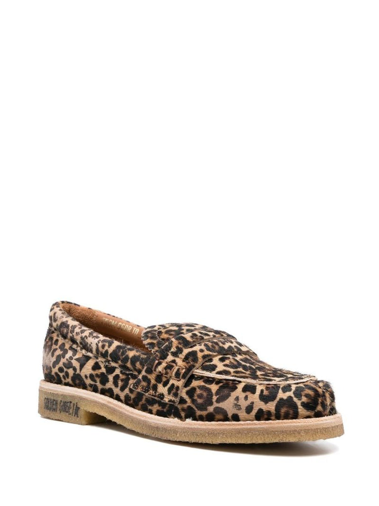 Brown Jerry Leopard-print Leather Loafers