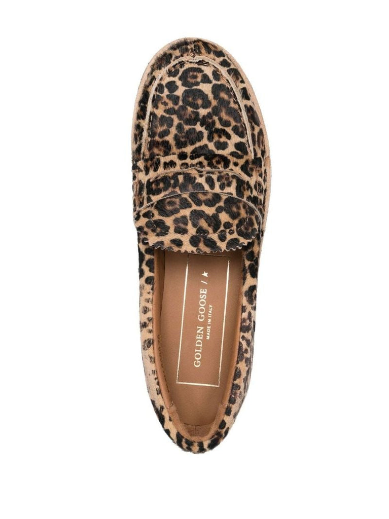 Brown Jerry Leopard-print Leather Loafers