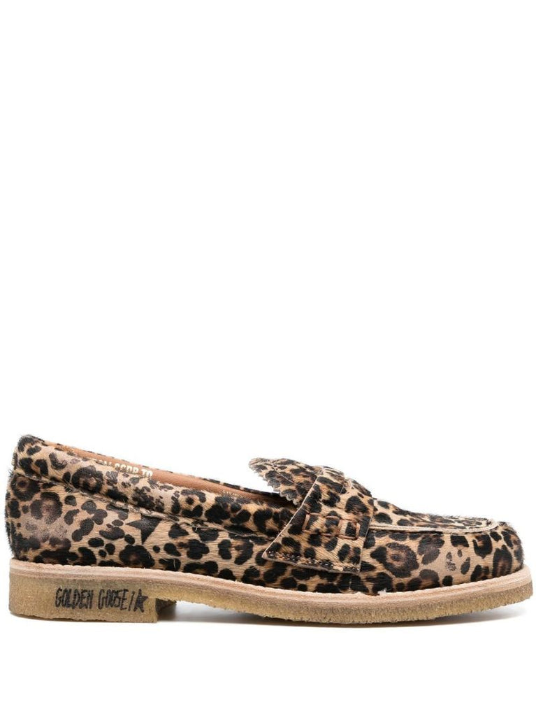 Brown Jerry Leopard-print Leather Loafers