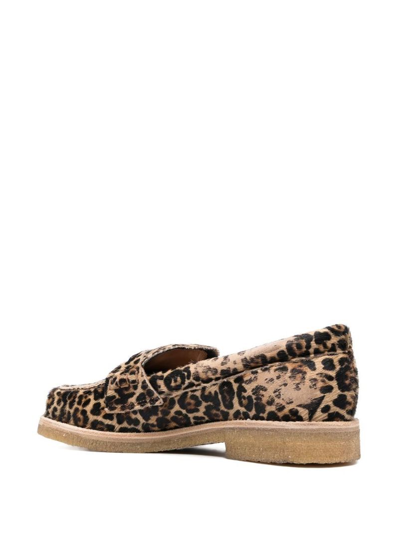 Brown Jerry Leopard-print Leather Loafers