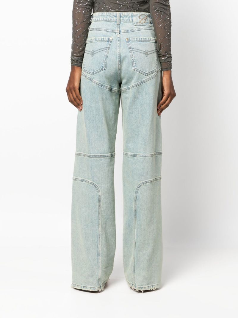 Blue Panelled Wide-leg Jeans