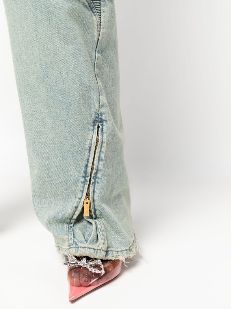 Blue Panelled Wide-leg Jeans