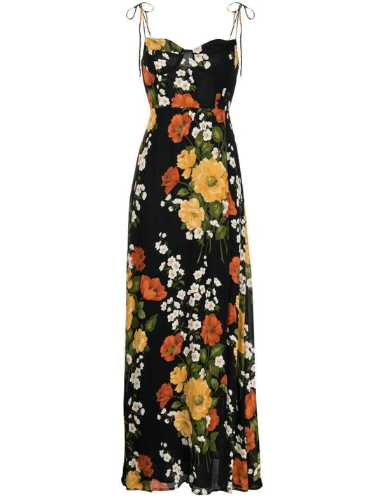 Black Melita Floral Print Maxi Dress
