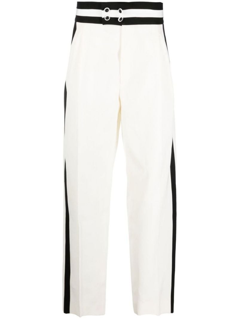 White Side Stripe Wide-leg Trousers