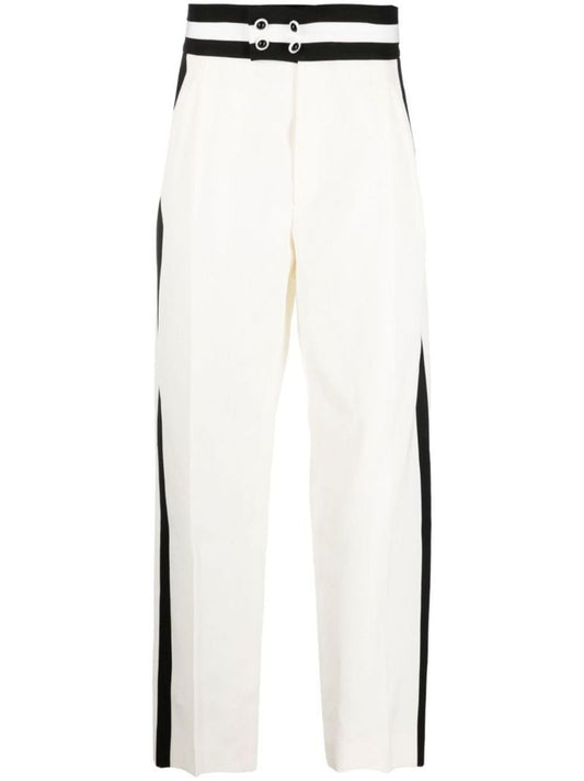White Side Stripe Wide-leg Trousers
