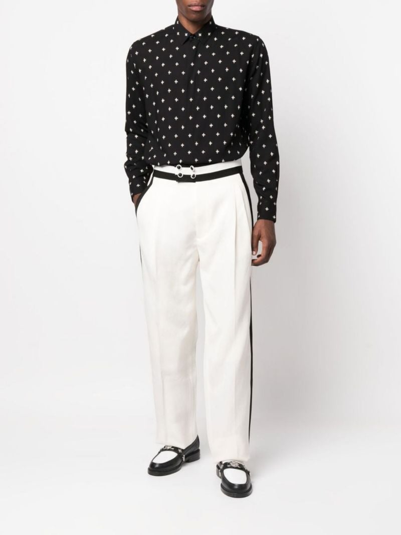 White Side Stripe Wide-leg Trousers