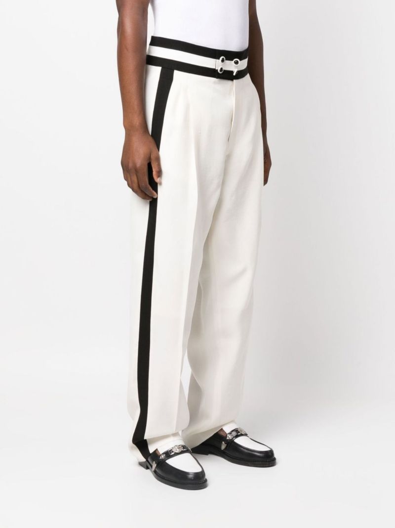 White Side Stripe Wide-leg Trousers