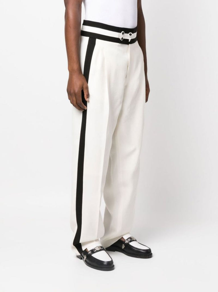 White Side Stripe Wide-leg Trousers