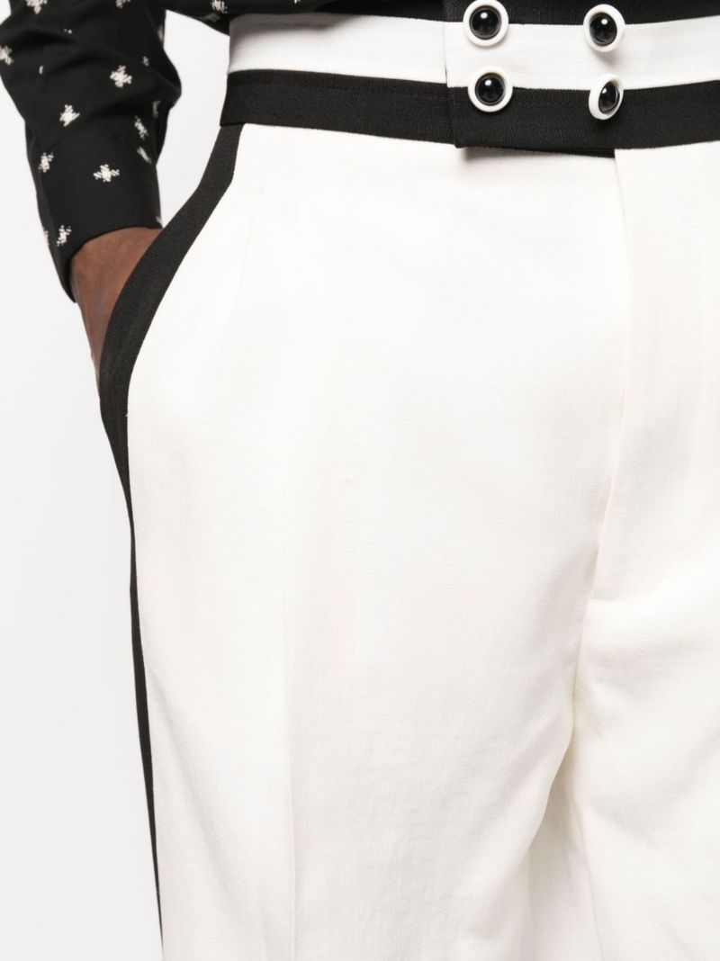 White Side Stripe Wide-leg Trousers
