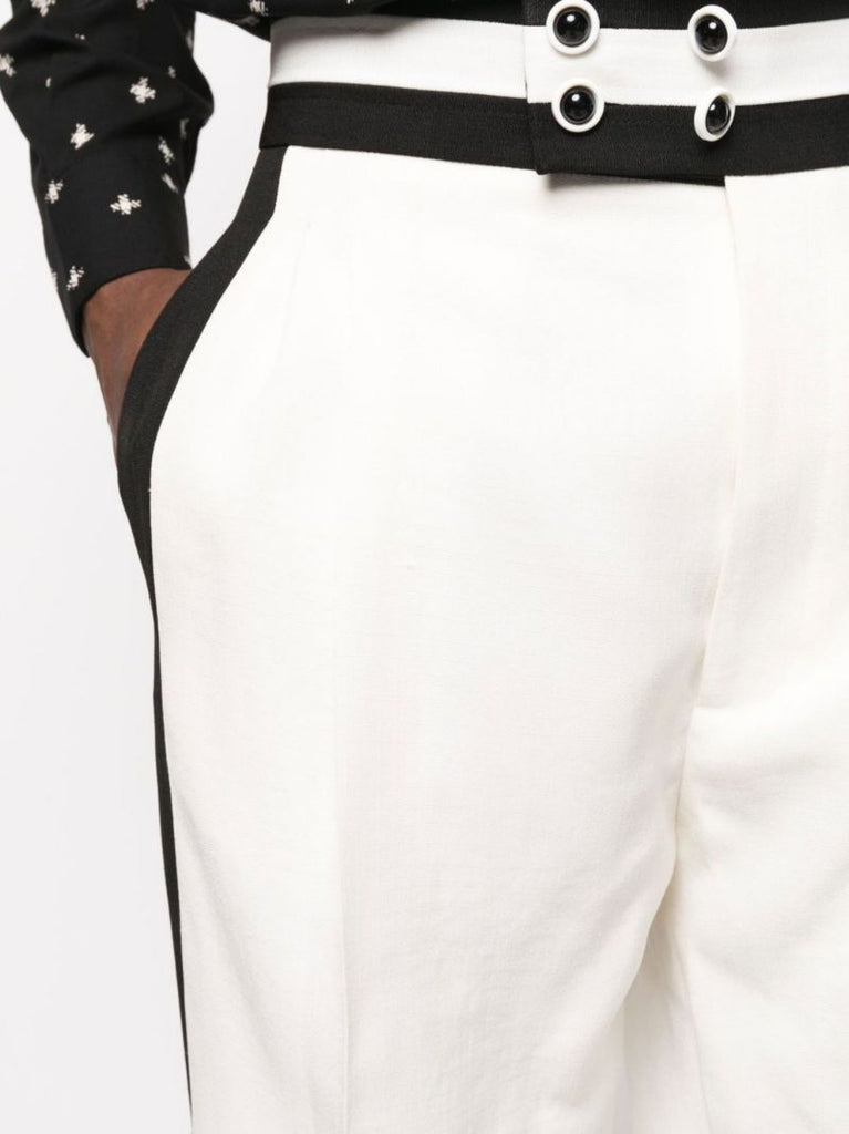 White Side Stripe Wide-leg Trousers