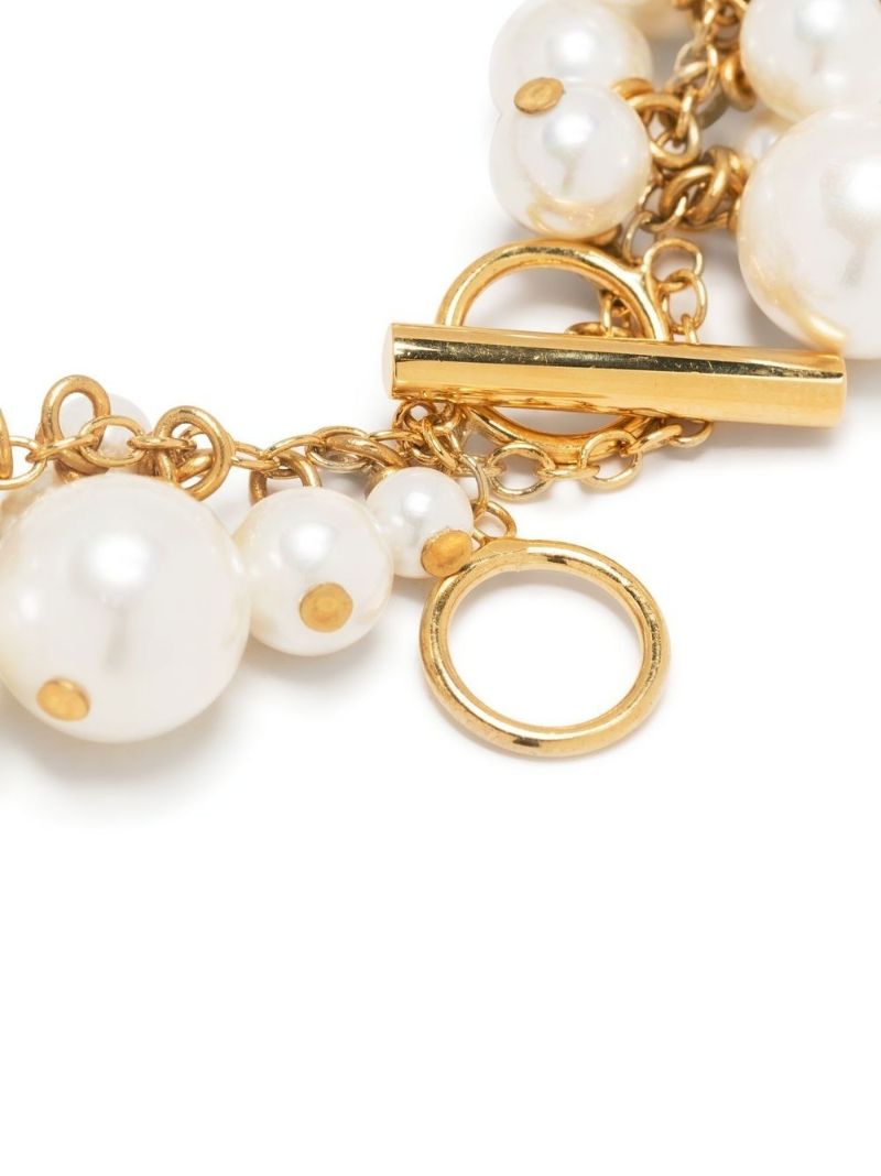 Gold-tone Pearl Charm Bracelet