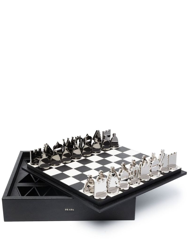 Black Leather Chess Set
