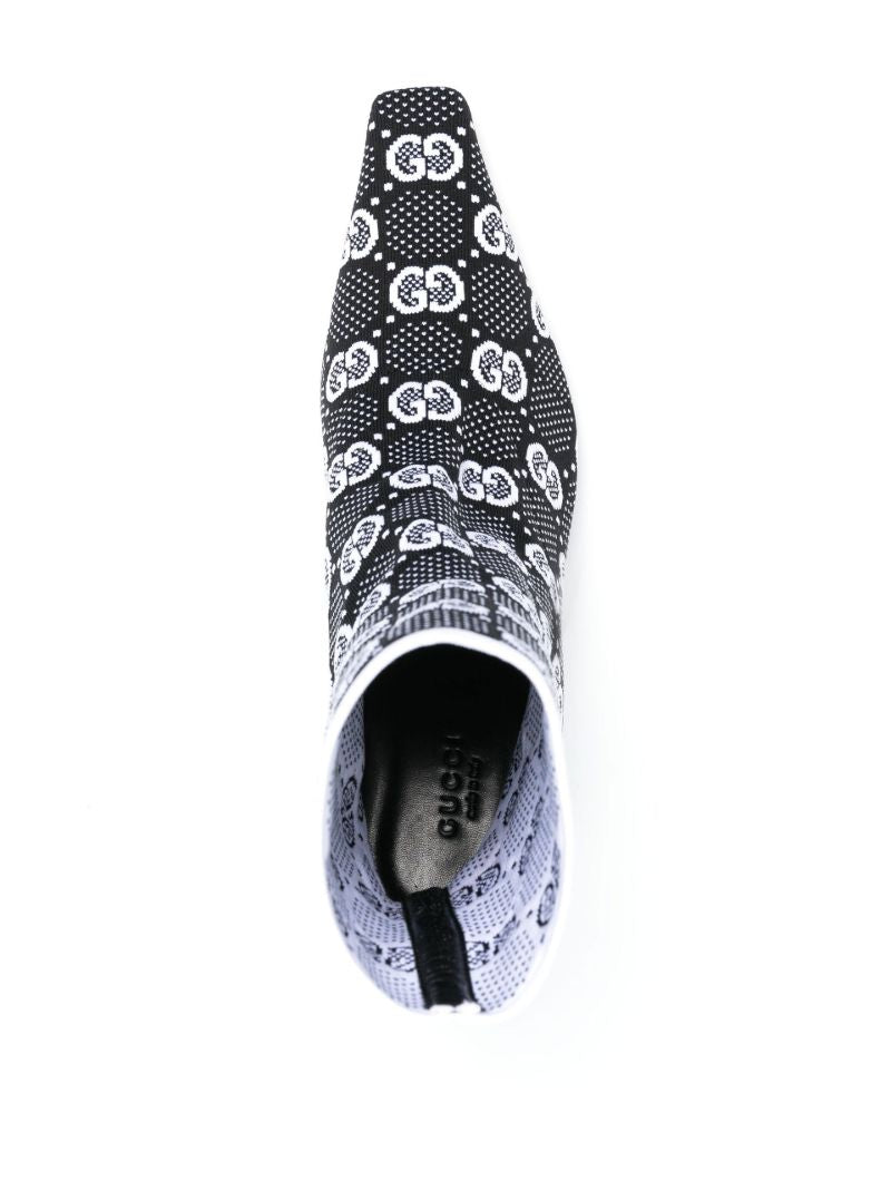 Black 75 Gg Knitted Ankle Boots