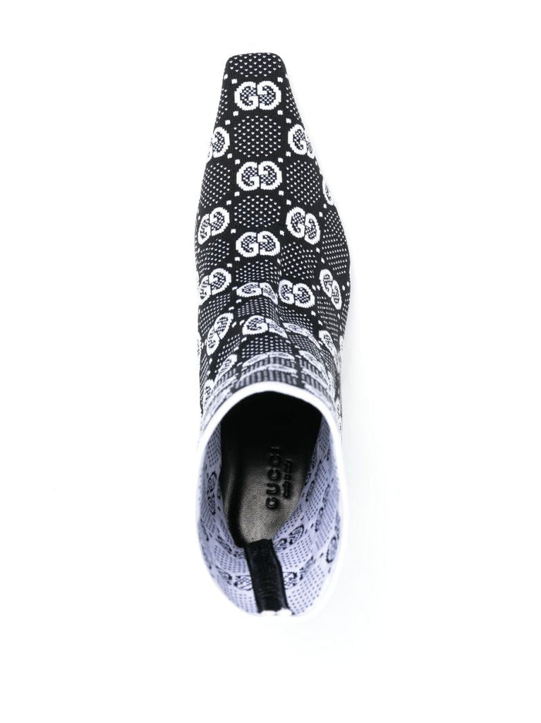 Black 75 Gg Knitted Ankle Boots