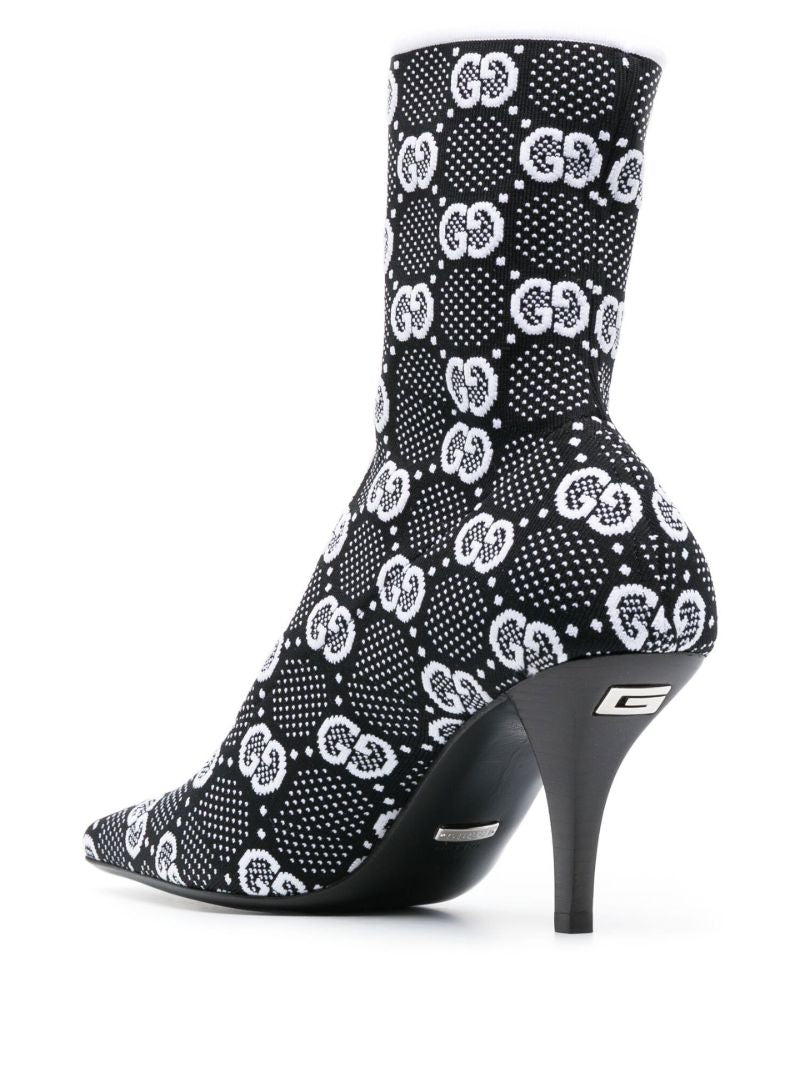 Black 75 Gg Knitted Ankle Boots