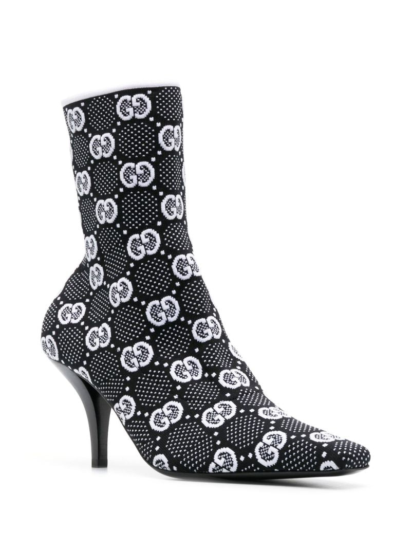 Black 75 Gg Knitted Ankle Boots