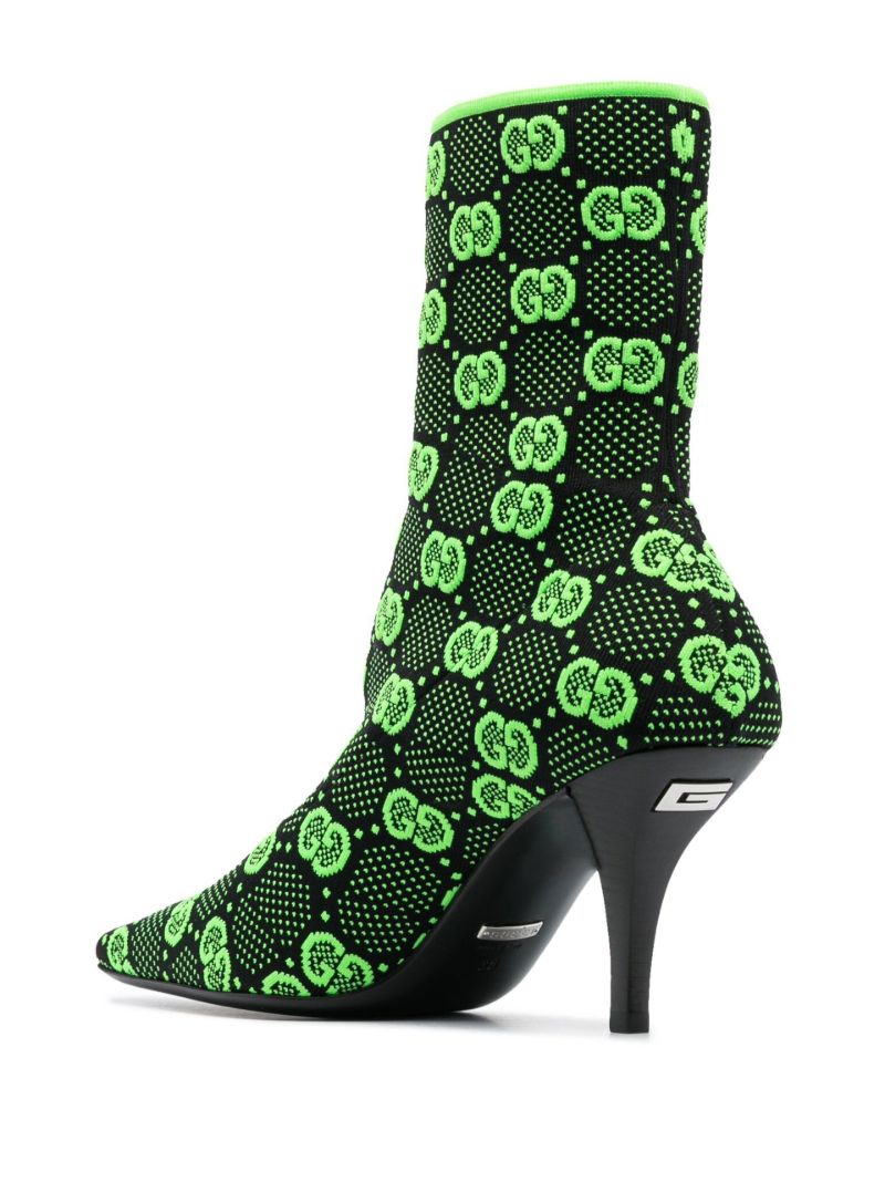 Black Gg 75 Knit Ankle Boots