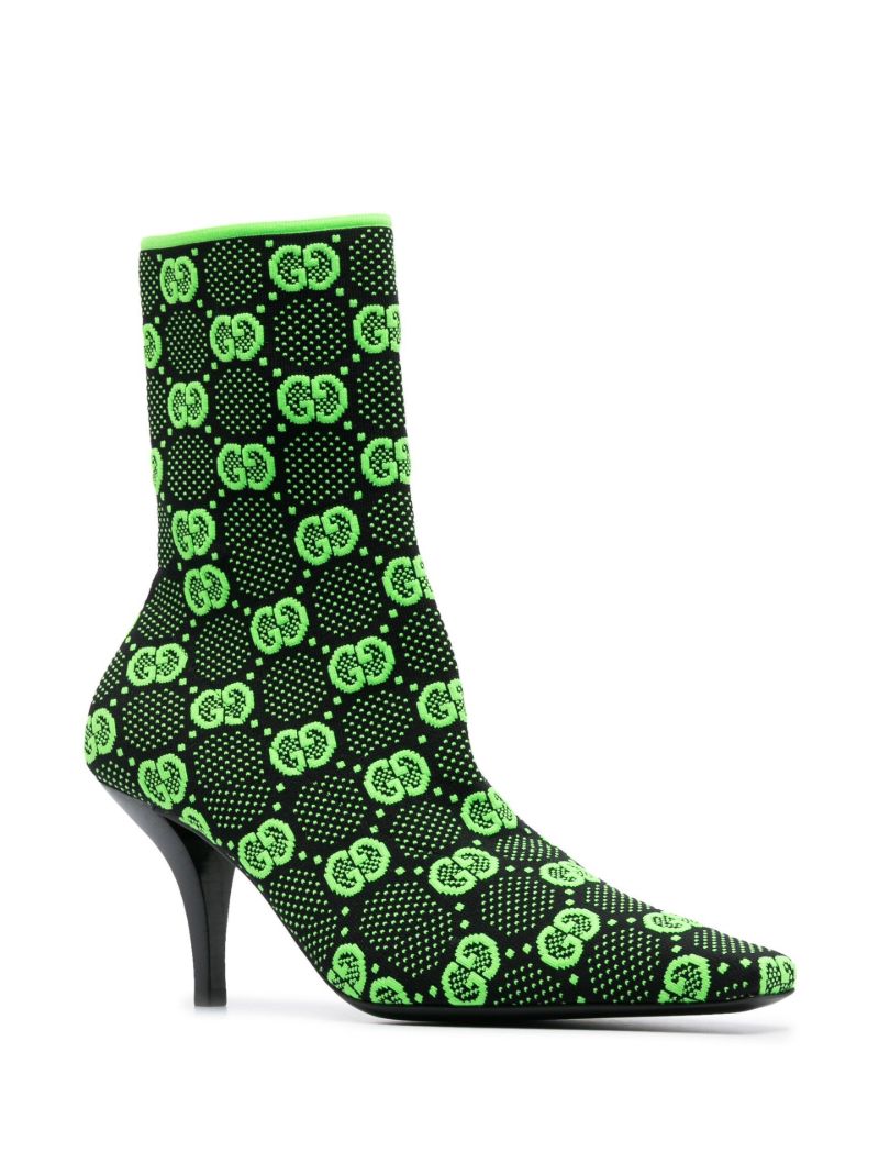 Black Gg 75 Knit Ankle Boots