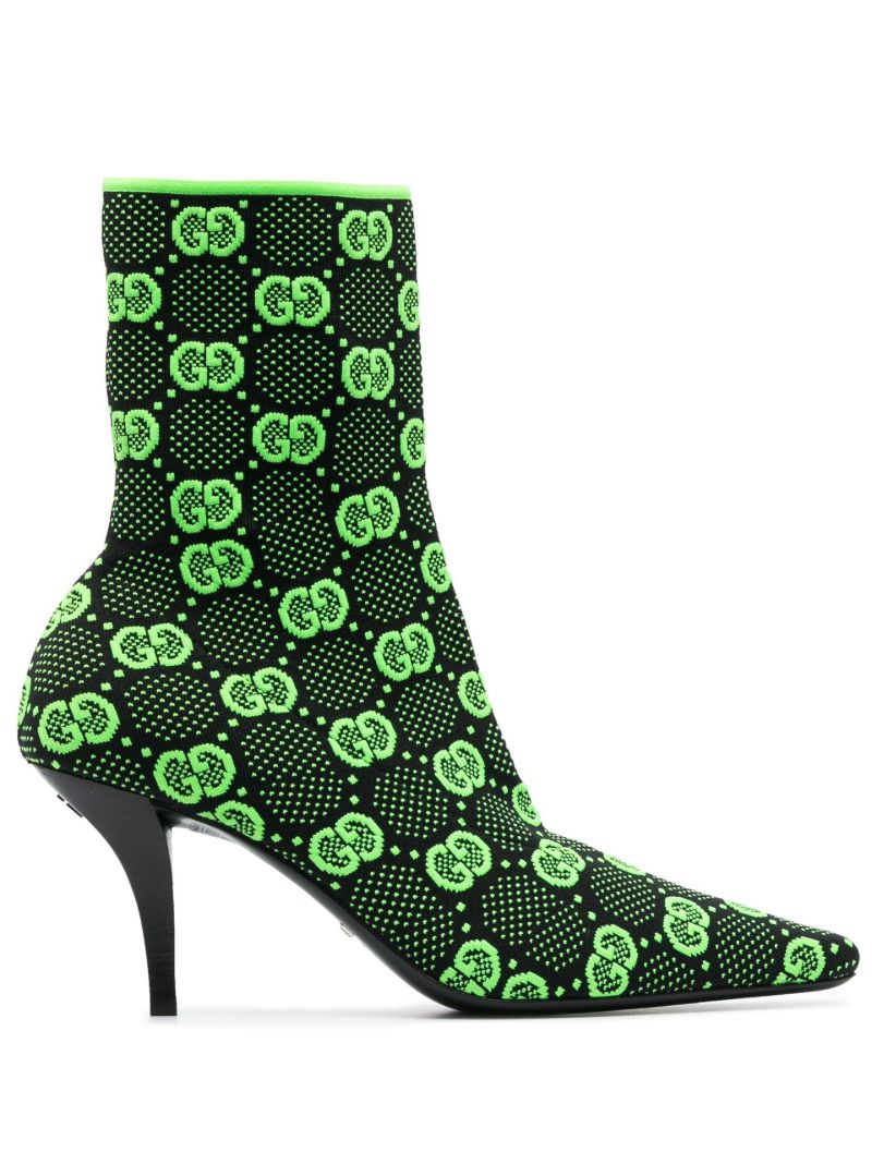 Black Gg 75 Knit Ankle Boots