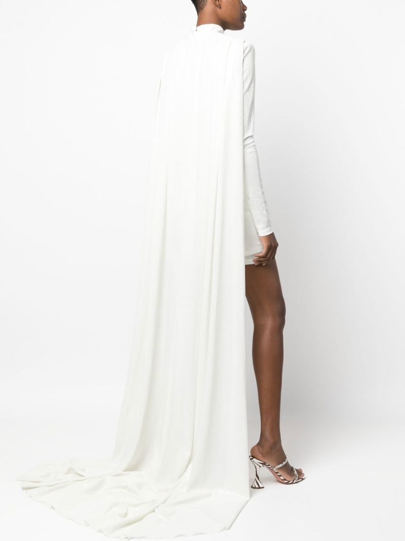 White Ruched Sequin Mini Dress