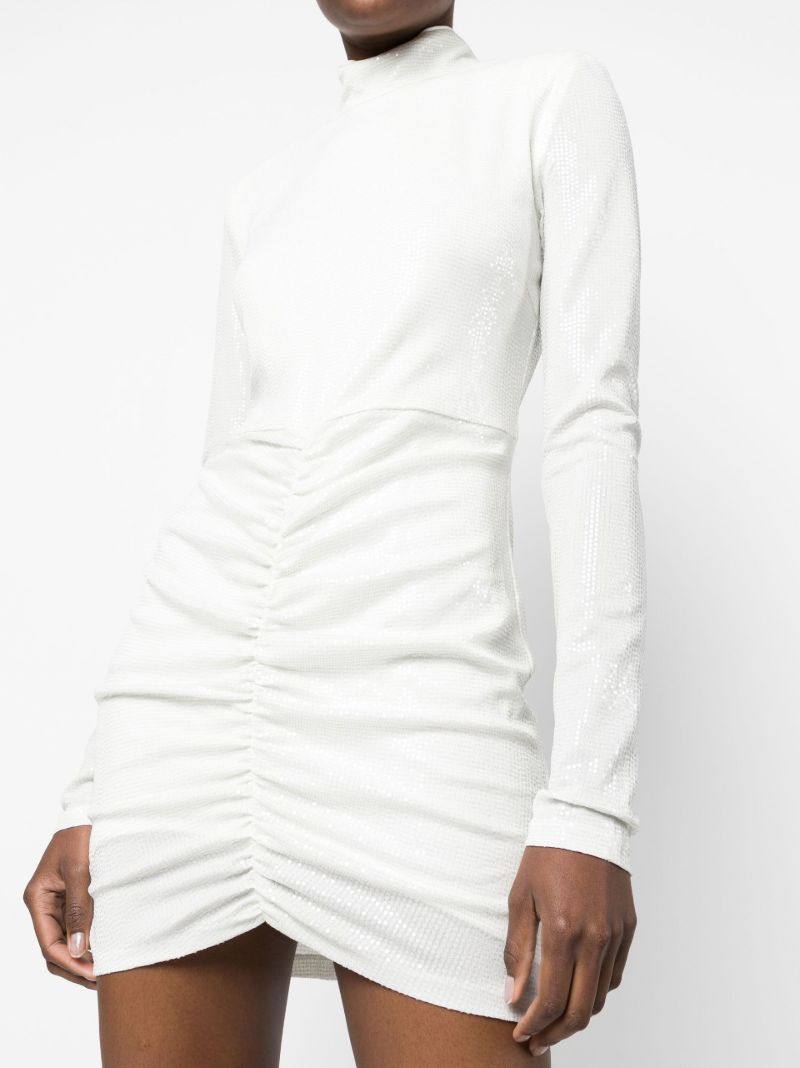 White Ruched Sequin Mini Dress