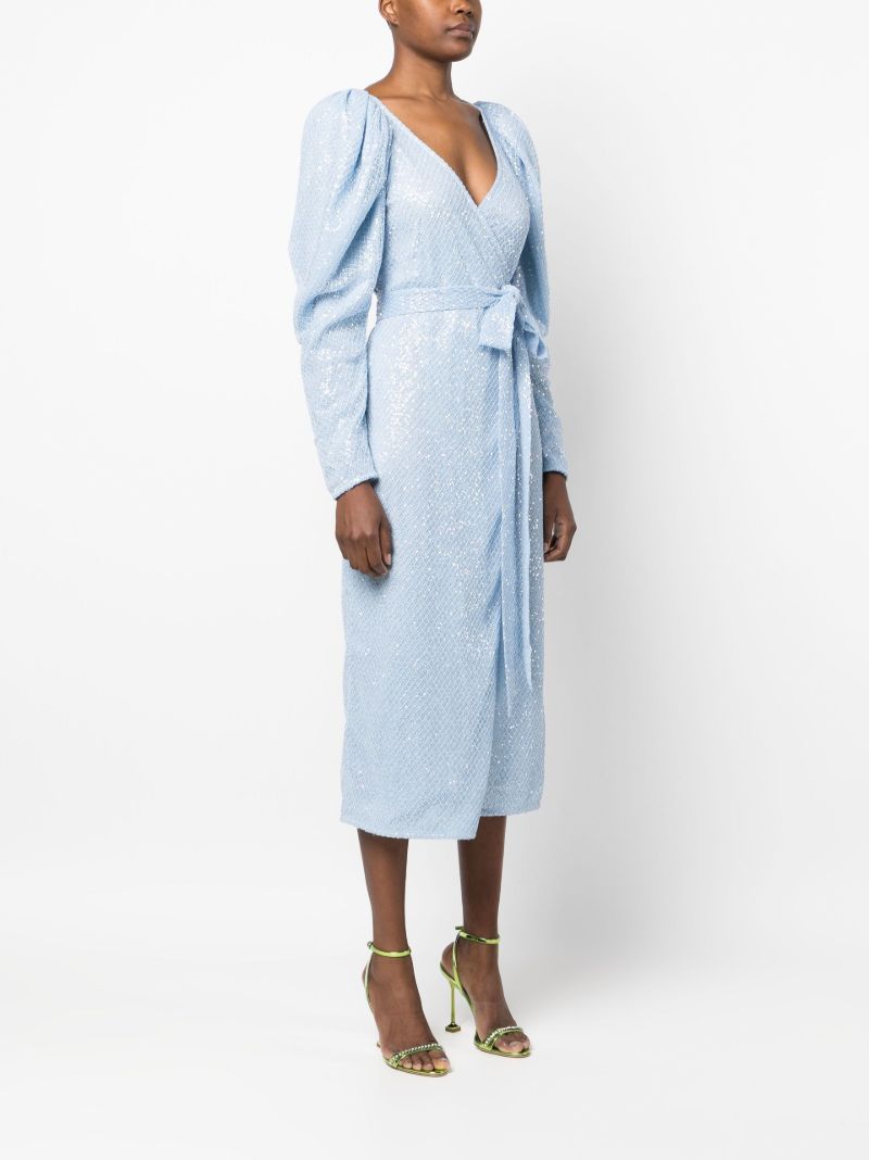 Blue Sequin Wrap Dress