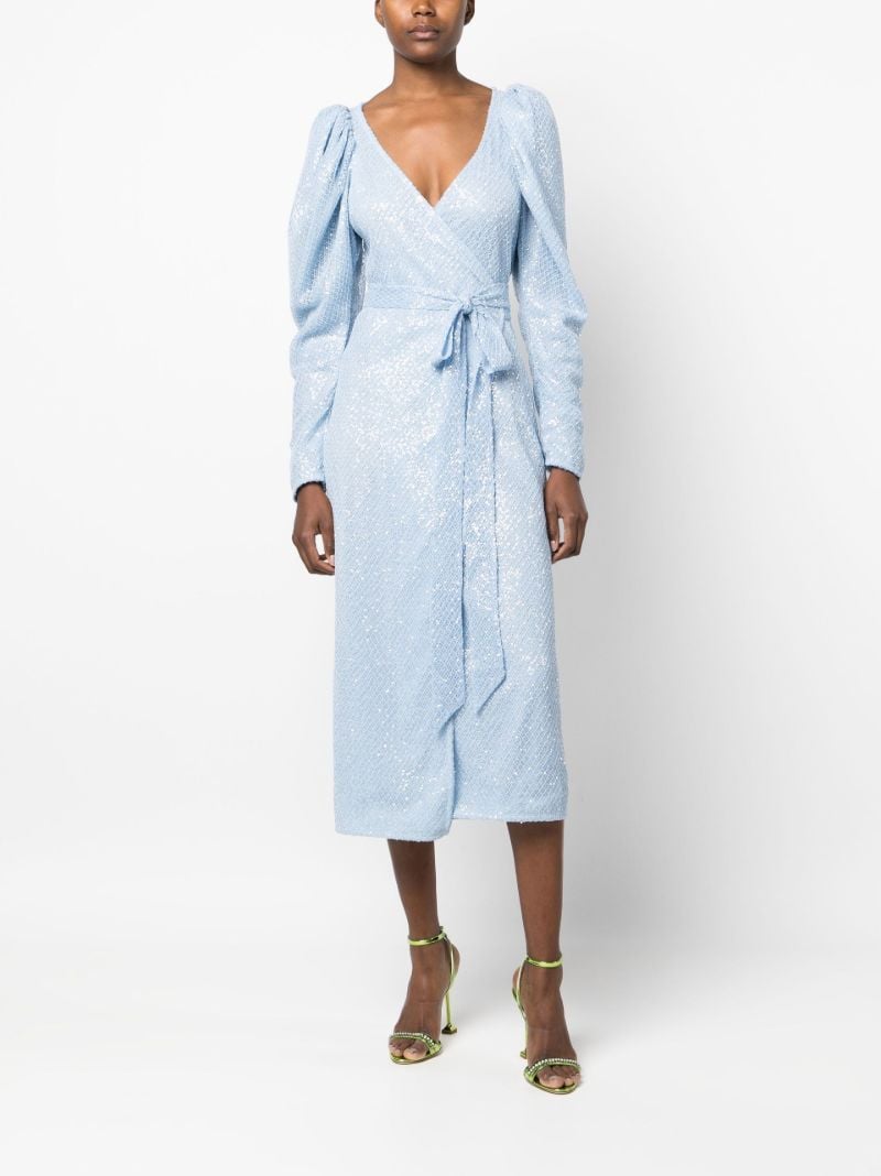 Blue Sequin Wrap Dress