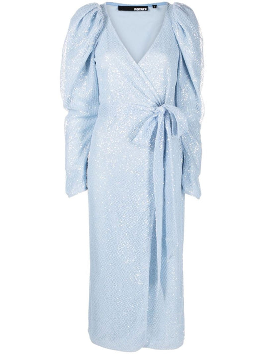 Blue Sequin Wrap Dress