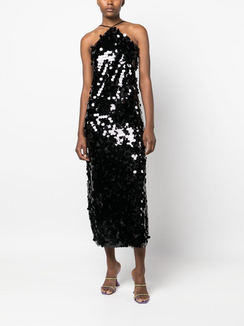 Black Sequinned Midi Dress