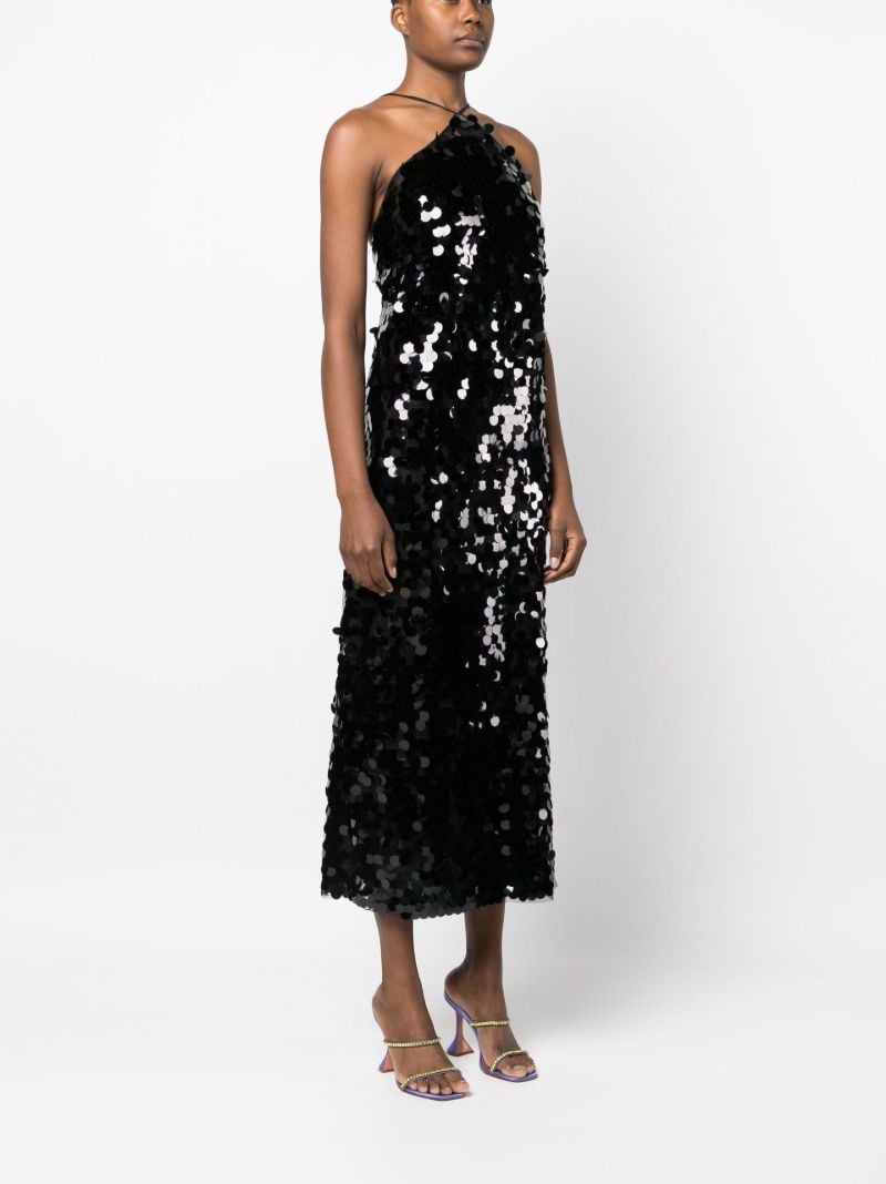 Black Sequinned Midi Dress