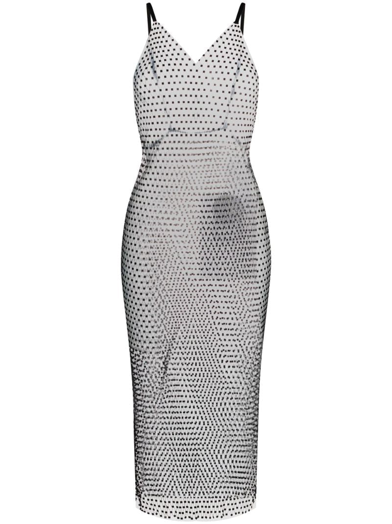Black Crystal Net Slip Dress