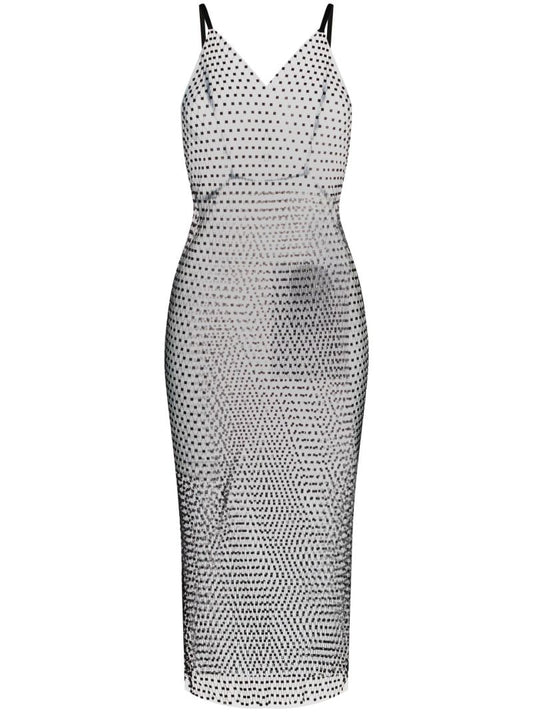 Black Crystal Net Slip Dress