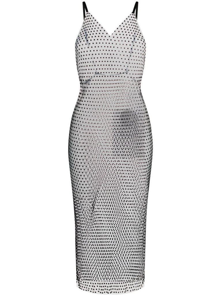 Black Crystal Net Slip Dress