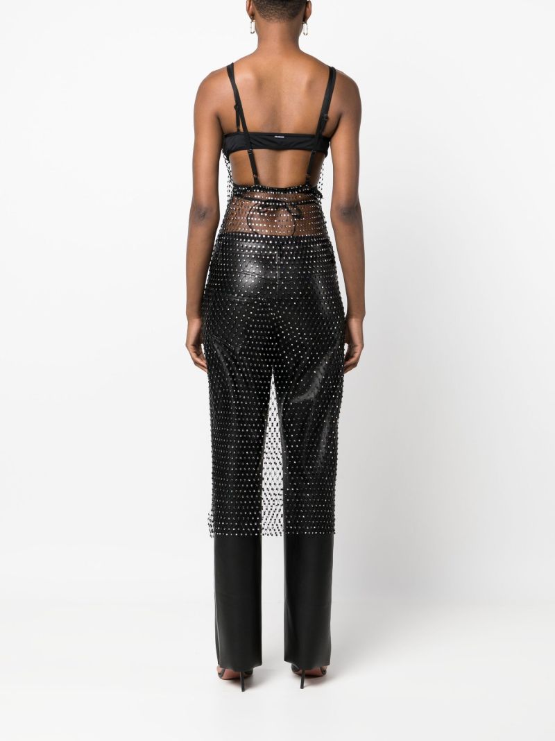 Black Crystal Net Slip Dress