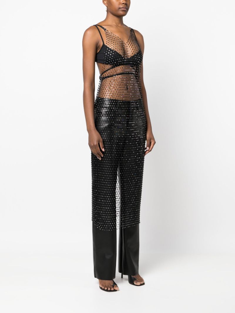 Black Crystal Net Slip Dress