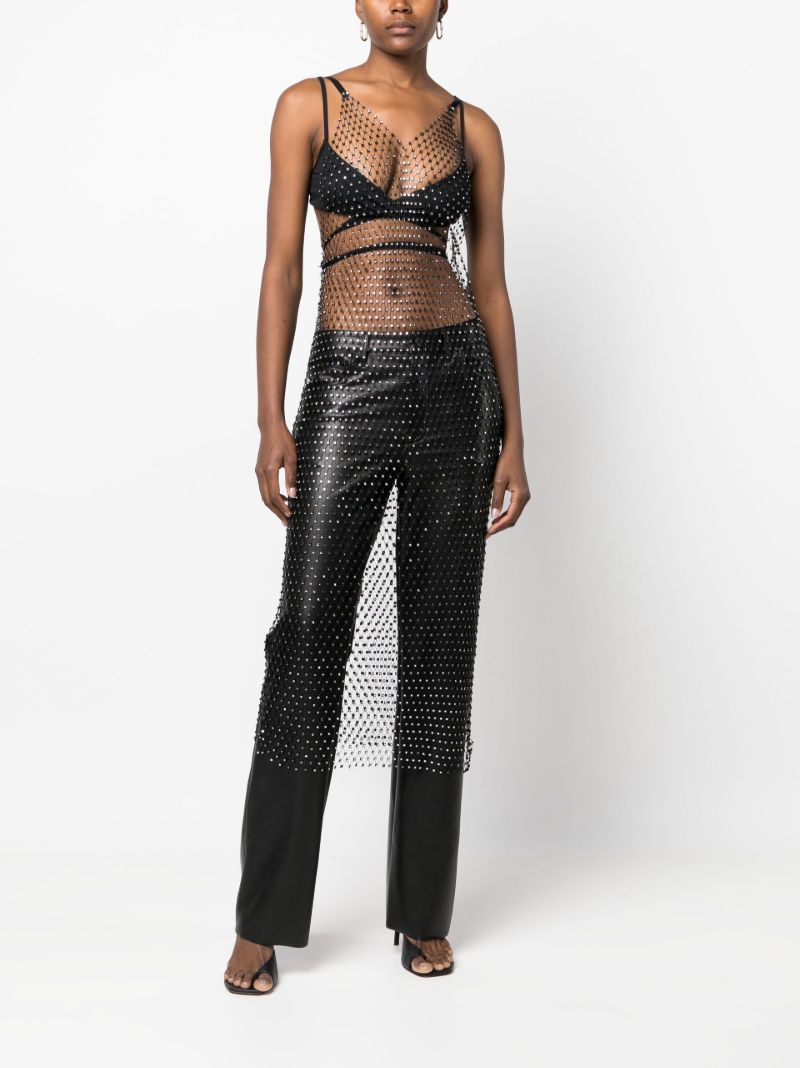 Black Crystal Net Slip Dress