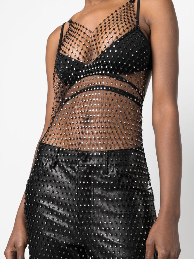 Black Crystal Net Slip Dress