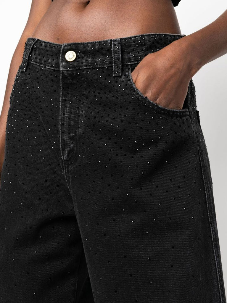 Black Studded Wide-leg Jeans