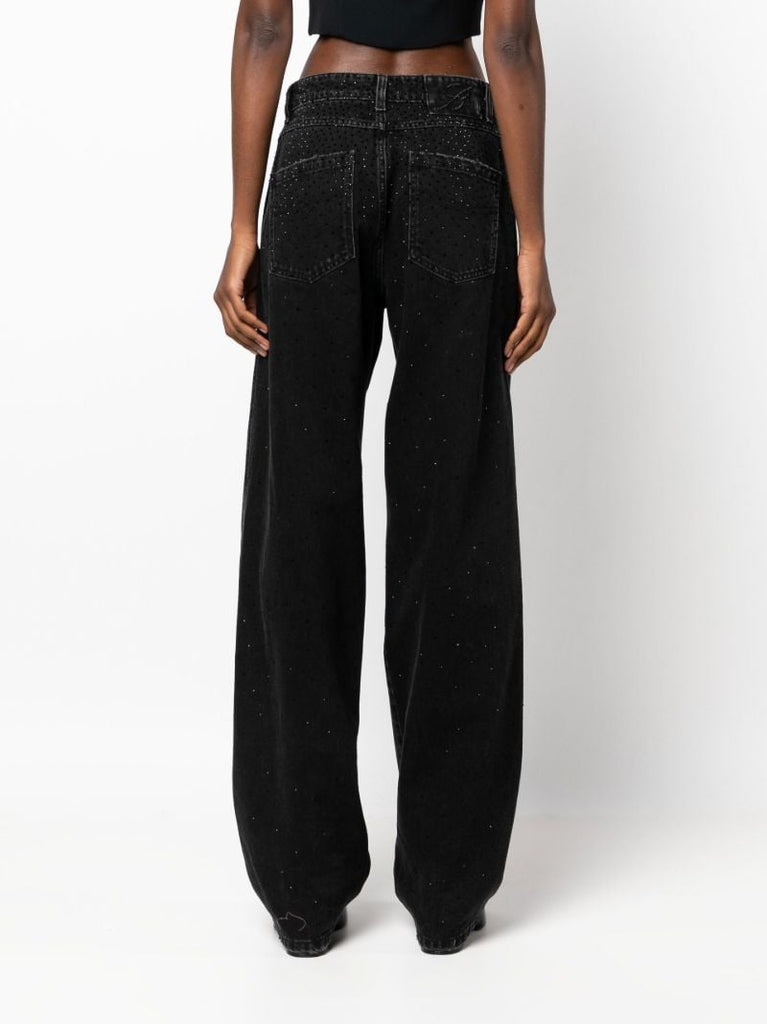 Black Studded Wide-leg Jeans