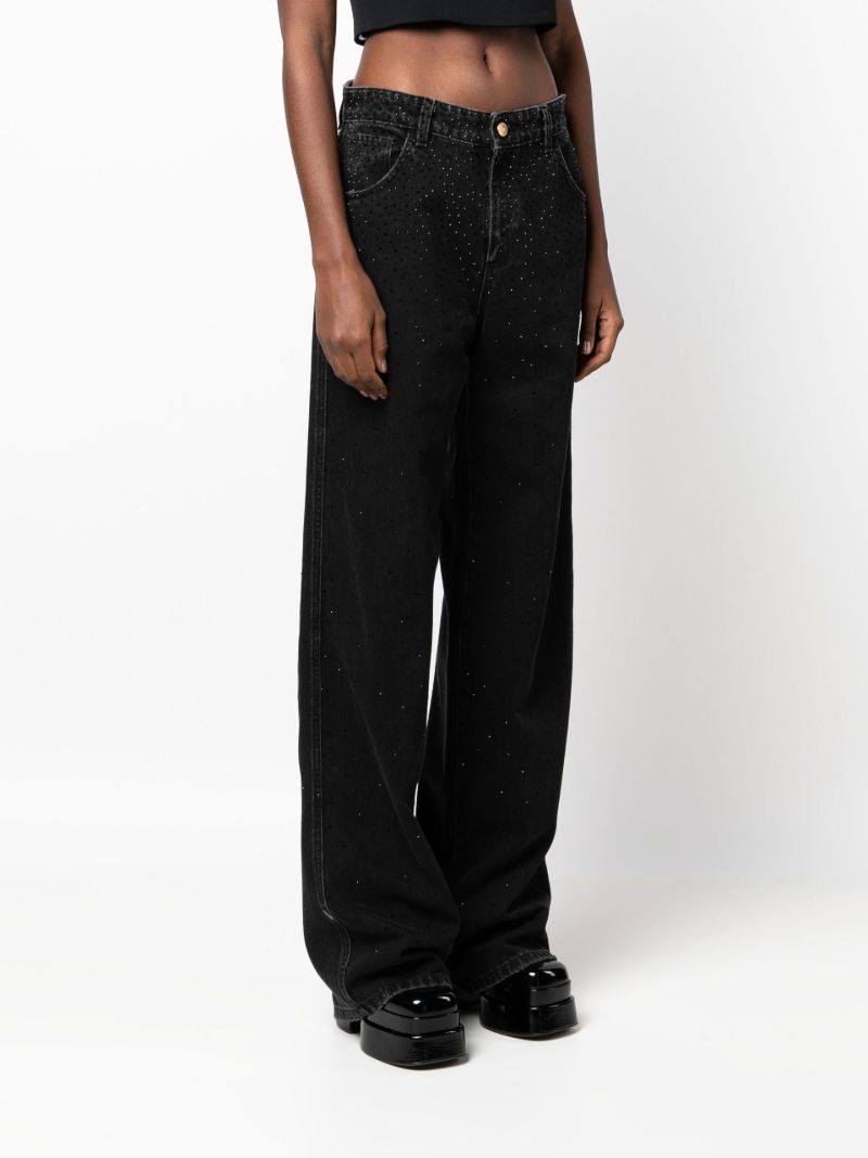 Black Studded Wide-leg Jeans