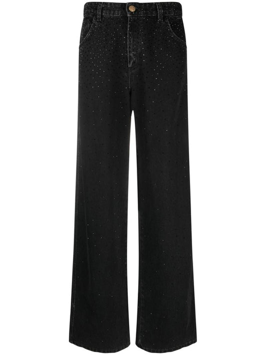 Black Studded Wide-leg Jeans